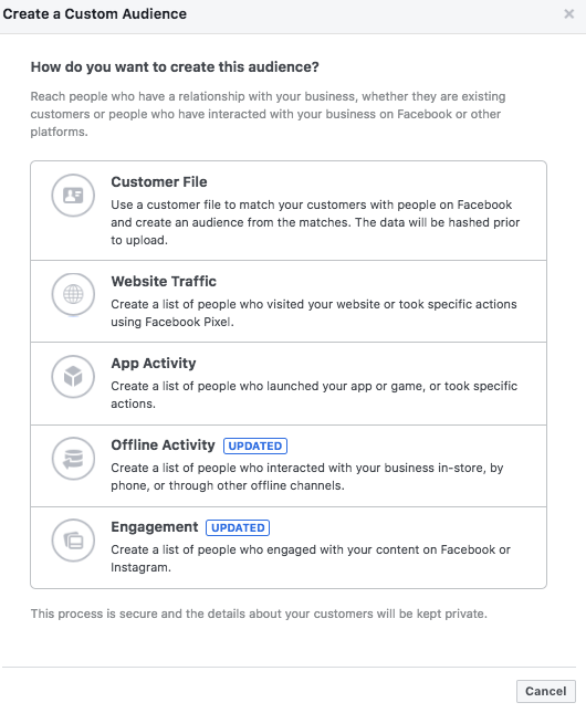 how to create a facebook audience for business and advertising types